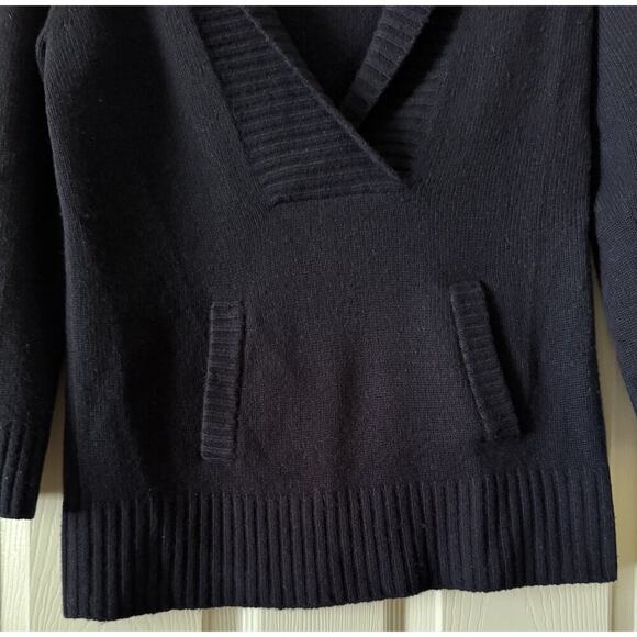 JCREW Women's 100% Cashmere Navy 3/4 Sleeve Sweater - Medium - Picture 7 of 9